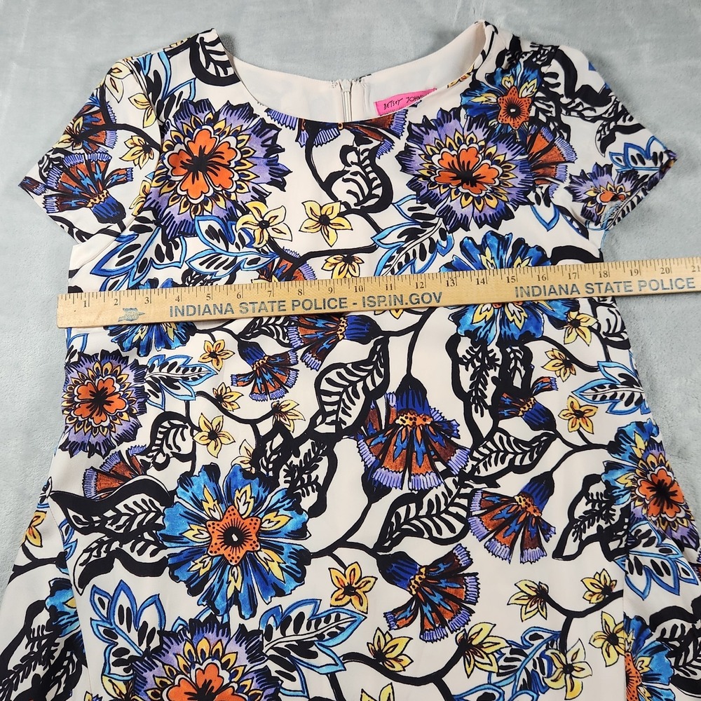 Betsey Johnson Dress Floral Shift Knee Length Cap Sleeve‎ Loose Flowy Size 8 - Picture 5 of 12